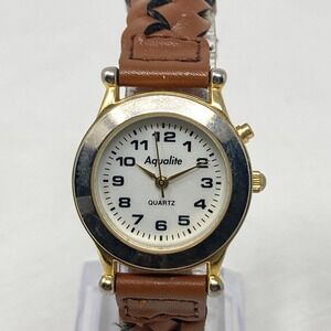 Vtg Aqualite Womens Watch 28mm Silver Gold Tone Braided Band New Battery 7.5"